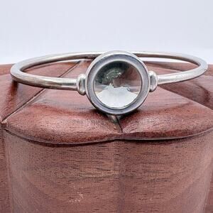 Kendra Scott Silver Tone Bangle With Beveled Clear Crystal